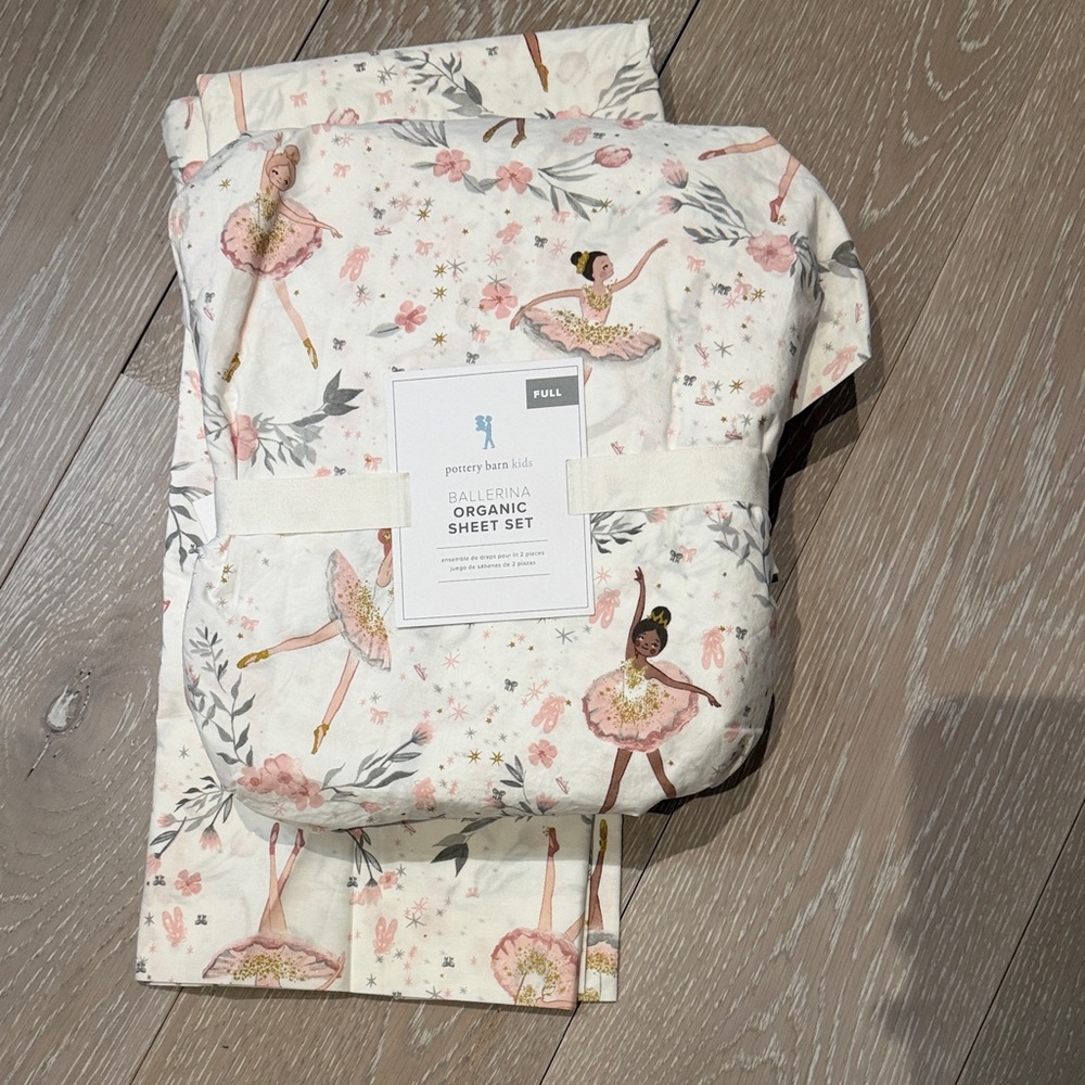 Pottery Barn Kids Ballerina Sheet Set - White and Pink